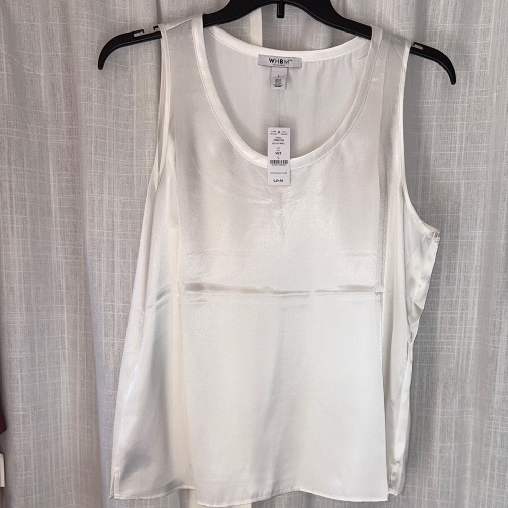 White House Black Market Cream Scoop Neck Tank Top